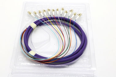 Zewnętrzny kabel światłowodowy Pigtail 12 rdzeni Złącze LC / APC Długość niestandardowa
